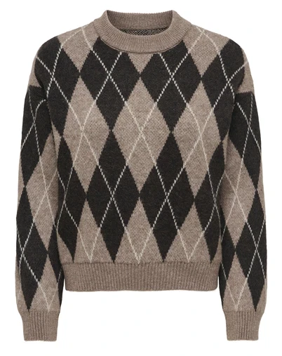JDY - JDYBianka Argyle Pullover Strik - Chocolate Torte
